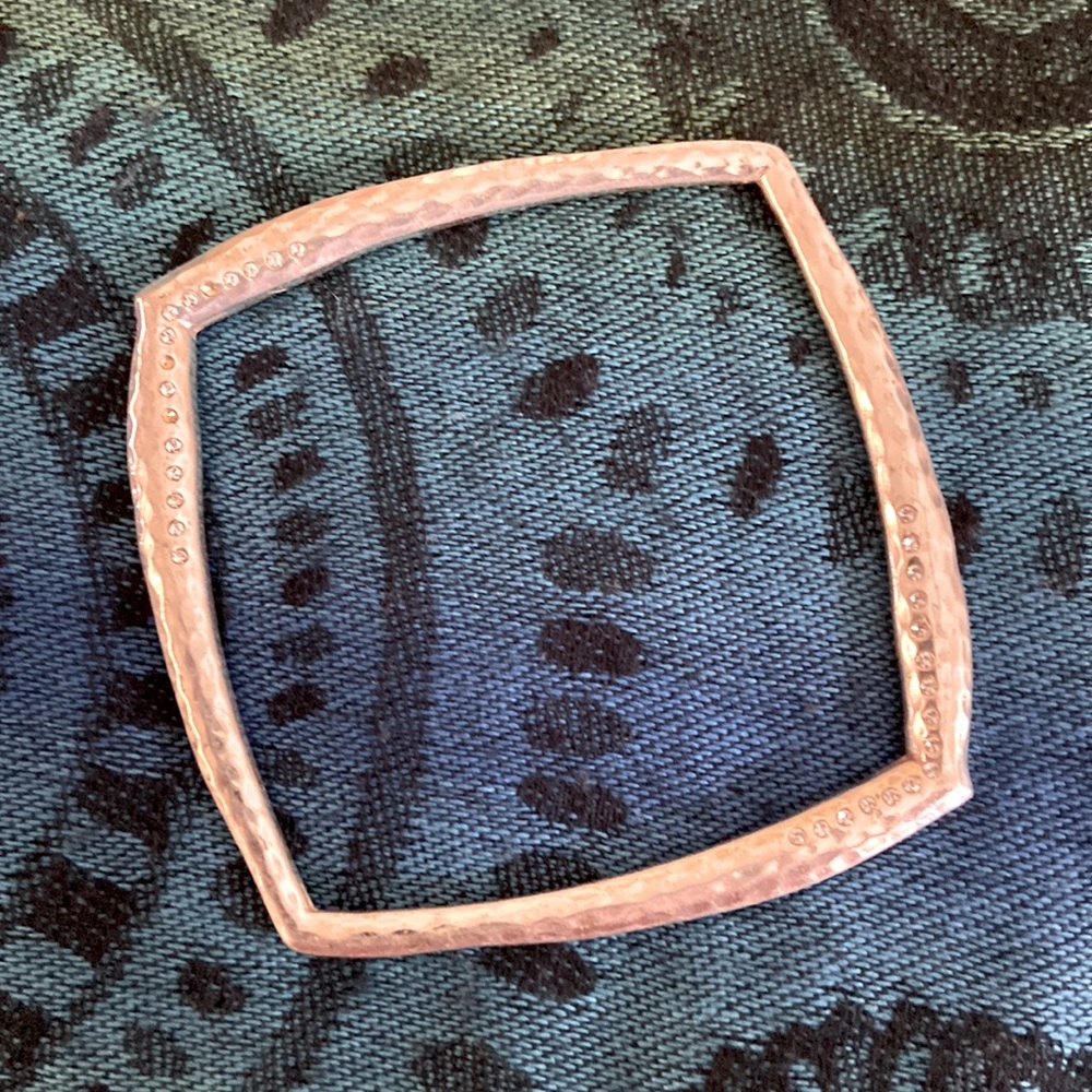 Hammered Aluminum Metal With Tiny Rhinestoned Bracelet